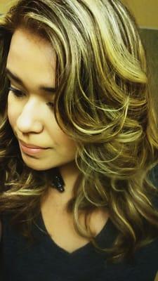 Light brown hair and Blonde High Lights done by Demi