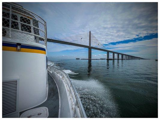 Going under the Skyway Bridge