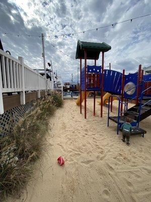 Playground with tables right next to it