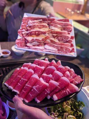 Beef belly (top) and brisket (bottom)