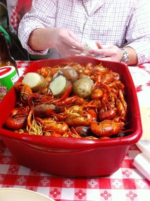 Ten Pounds of Crawfish.   In the bayou, this serves three people!