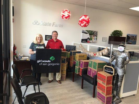 Supporting the Girl Scouts with a cookie give-away.