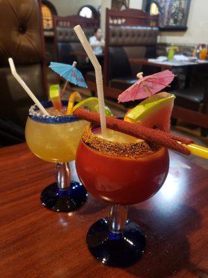 A margarita in the back and a chamoy margarita in the foreground - super #yum #ReviewsByRL