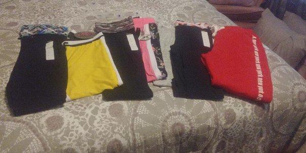 My clothes 34.00 for all this. 7 pairs of workout pants