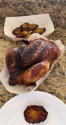 Lemon pepper rotisserie chicken with a side of plantains