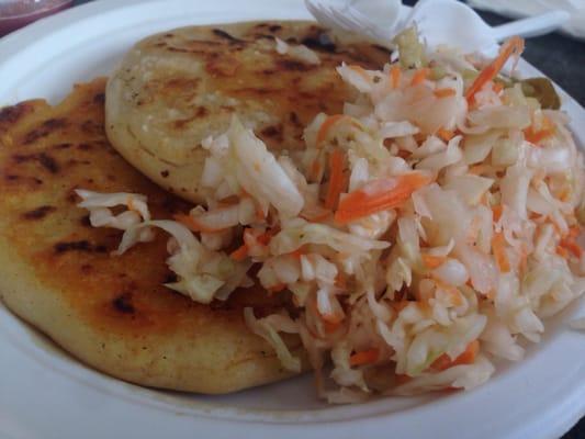 papusas with cabbage slaw