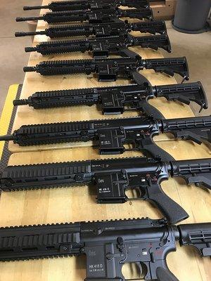 A rare glimpse of Law Enforcement HK 416 Machine Guns in our warehouse.