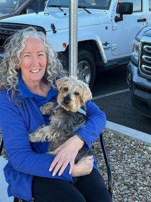 Buddy and I at the Human Bean! Thank you for your donations!