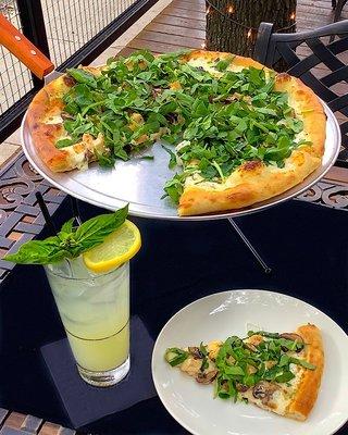 Chicken Alfredo Pie with a Lemon, Ginger, Basil Craft Cocktail