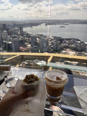 Sausage roll and hazelnut latte! :)