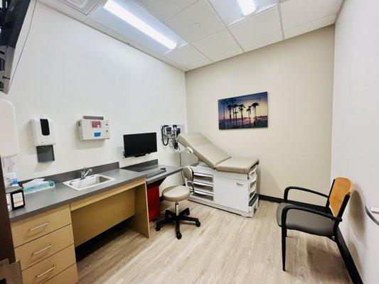 Exam room for physicals and patient consultations at AFC Urgent Care in Torrance, CA