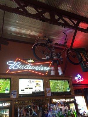 Fat tire bike hanging from the ceiling!