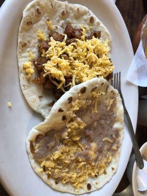 Chorizo and potato with cheese Bean and cheese