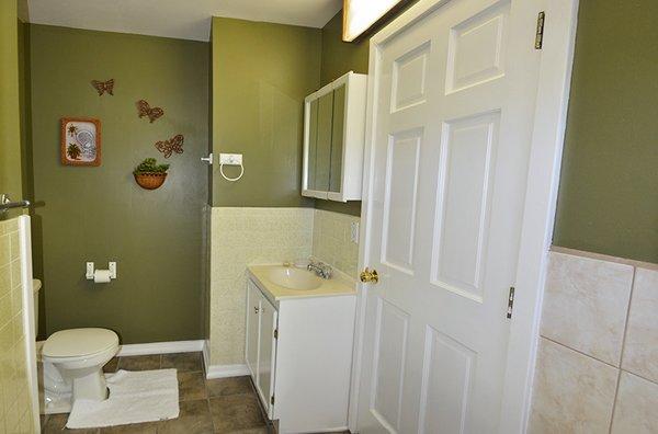 Room #3 has a larger full bathroom with a bathtub to soak after a day of hiking the numerous high desert trails just outside the house.