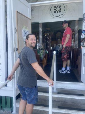 Zack at the entrance of the ancient Catholic Church.