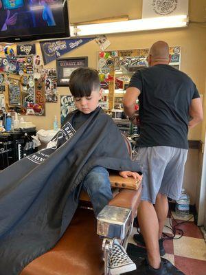 My little Lennon getting his haircut