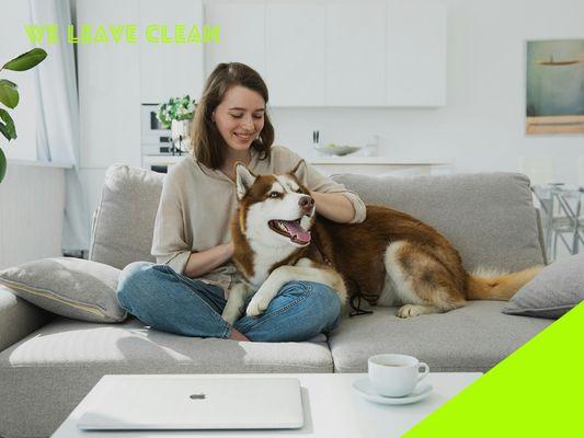 Relaxation, redefined! Our cleaning service creates the perfect backdrop for cozy moments with your furry companion.