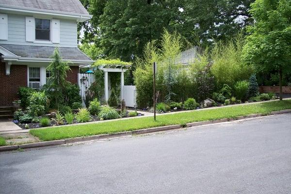 View of pergola from across the street.