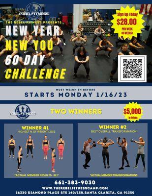 SCV - ARE YOU READY TO KICK START YOUR FITNESS JOURNEY IN 2023?
JOIN OUR 60-DAY FITNESS CHALLENGE TODAY!
661-383-9030