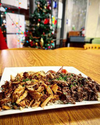 Combination Chicken & Beef Shawarma Plate ($20) - It is delicious and filling!