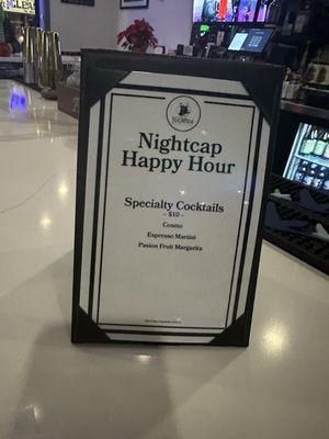 Happy hour drink menu