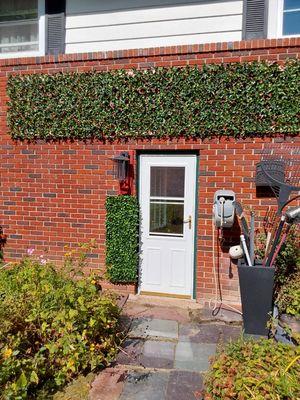 After, nice foliage covered up the damaged brick from the former deck that was removed