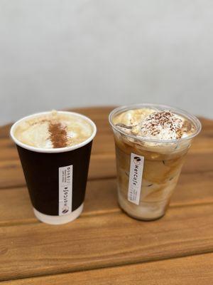 Nutty spice latte and Einspanner latte