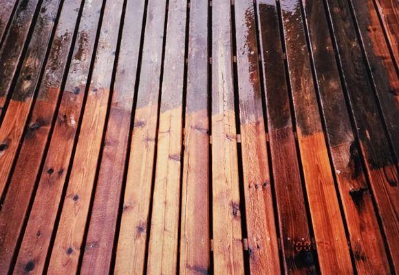 Deck cleaning & Brightening - Organic growth comes right off. | Zen Clean Deck & Patio cleaning in Seattle