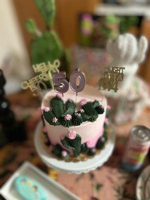 6" cactus  decorated cake.