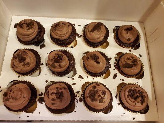 Chocolate chocolate cupcakes with Dark Chocolate shavings. Rancho Cucamonga store favorite