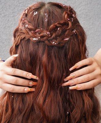 Beautiful braids with glitter