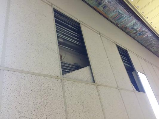 This is absurd, the ceiling on the first floor is practically falling apart.