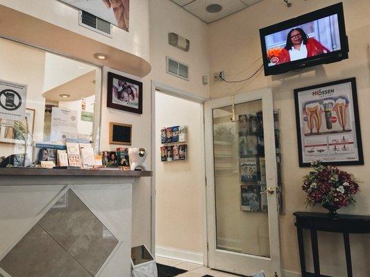 Waiting room. Our office offers implants, teeth whitening, invisalign, and much more! :)