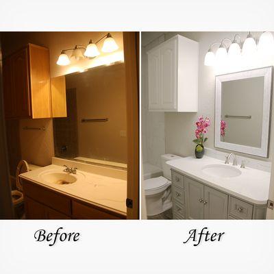 TruBlue transformed this bathroom from dark & dated to modern & inviting.