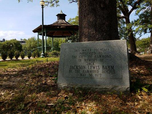 Water fountain memorial stone.