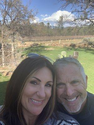 Michael and Lauren enjoying vino in the lovely Dakaro vineyards