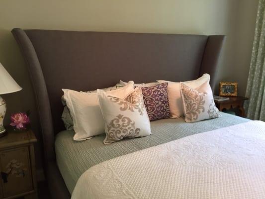 A beautiful Bernhardt Upholstered bed with our Luxury Bespoke mattress set in our client's home!