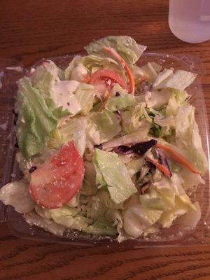 A "Greek" salad that's 95% lettuce. There were three, shriveled cucumbers & two tomato slices. Some feta cheese does not a Greek salad make