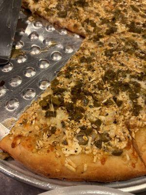 RJ's pizza plus green olives.