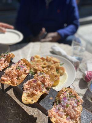 Salmon Chips // Shaved Calamari