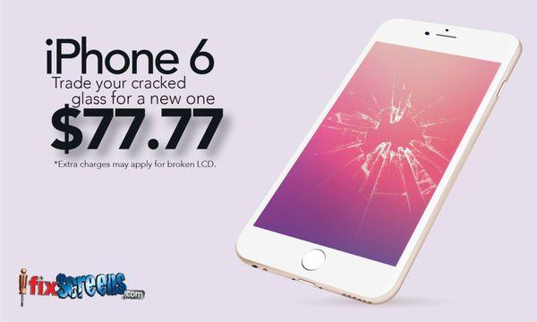 iPhone 6 Glass Repair $77.77