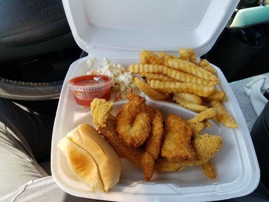 Catfish and shrimp combo, yummy!