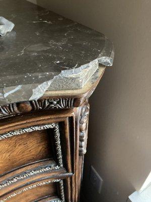 Dropped my marble topped dresser and cracked the edge off.