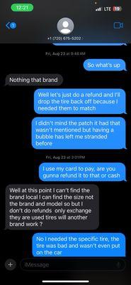 Messages between me and seller