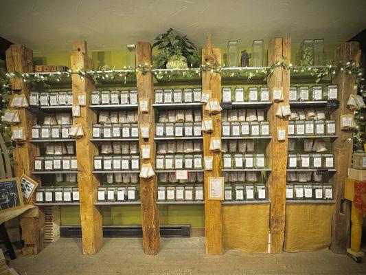 Wall of amazing teas.