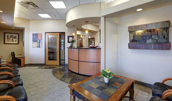 Well lit waiting area at Gilbert emergency dentist Sonoran Vista Dentistry