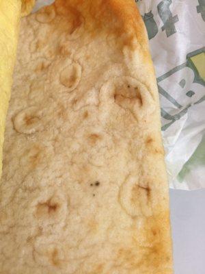 The other spots of mold on the other side of my flat bread....little but still it's mold