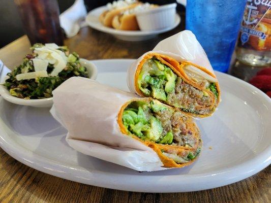 Eggplant wrap with superfood salad side