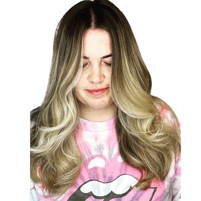 Balayage Blonde with long layers