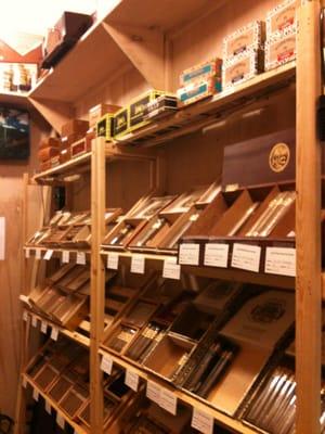 Our walk in humidor is fully stocked with fine quality cigars.